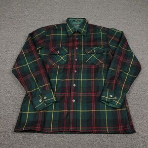 Vintage Back Packer Shirt Mens XL Green Plaid Flannel Lined Button Up Casual